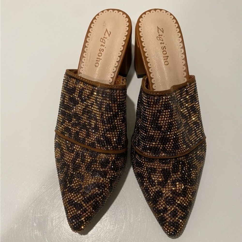 Zigi Soho Brown and Black Animal Print Mules
